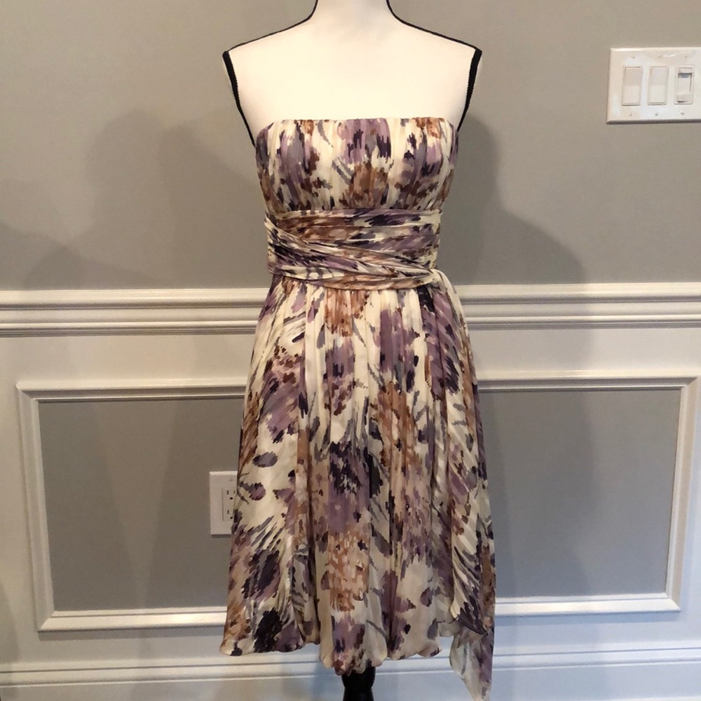 Bcbgmaxazria floral strapless dress
